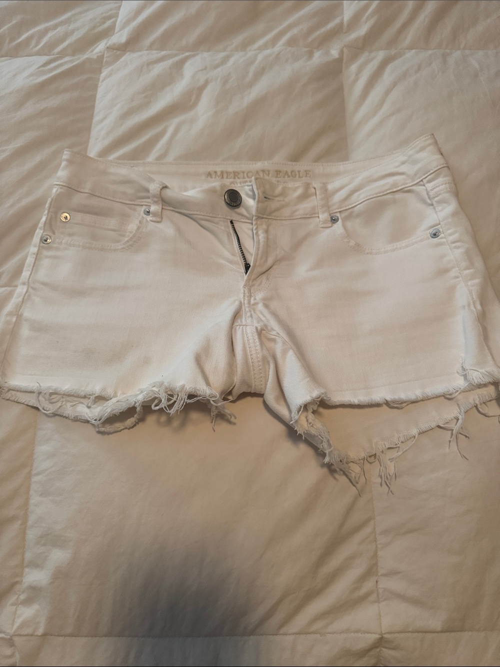 American Eagle Outfitters White Distressed Denim Cutoff Shorts